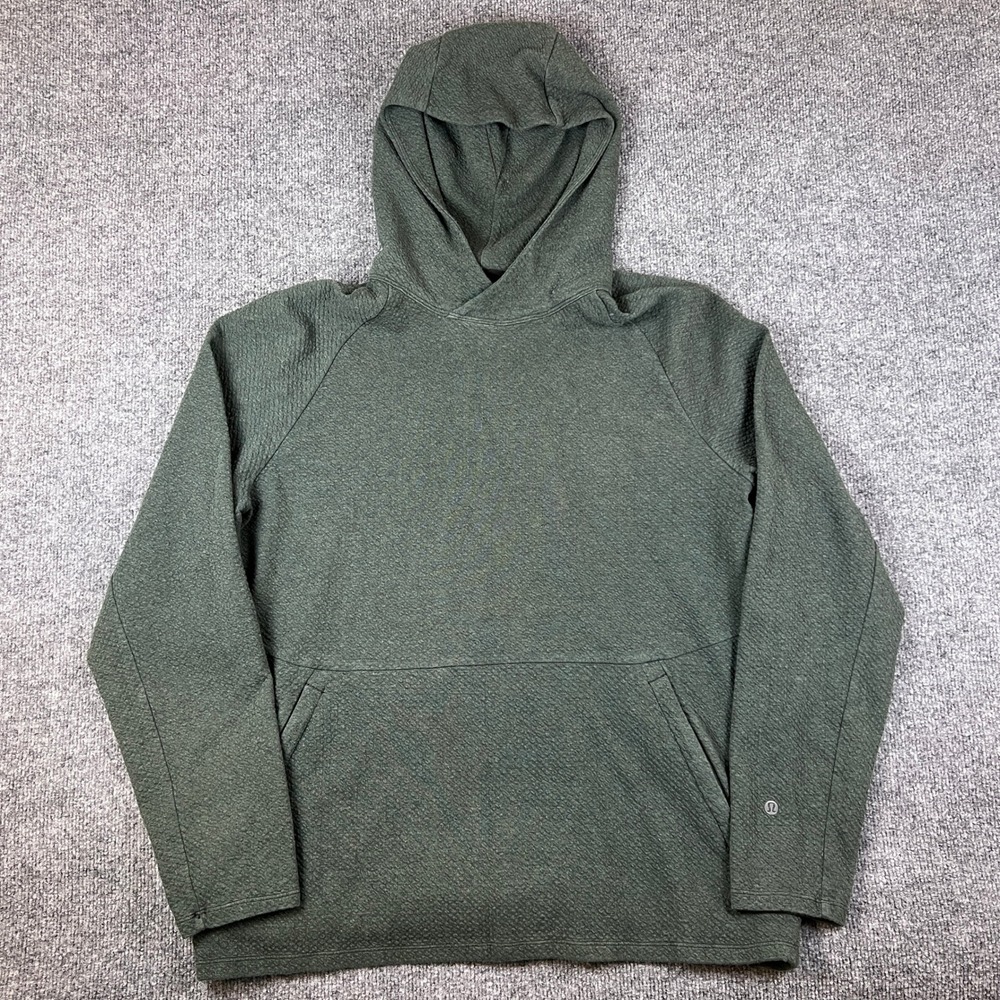 Lululemon At Ease Hoodie Mens XL Green Textured Pullover Stretch LM3BF7S